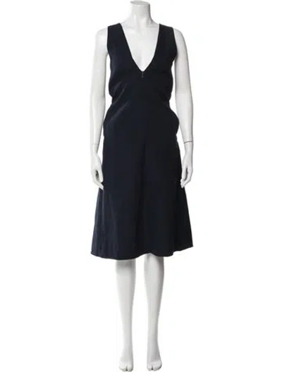 Pre-owned Tibi V-neck Midi Length Dress In Blue