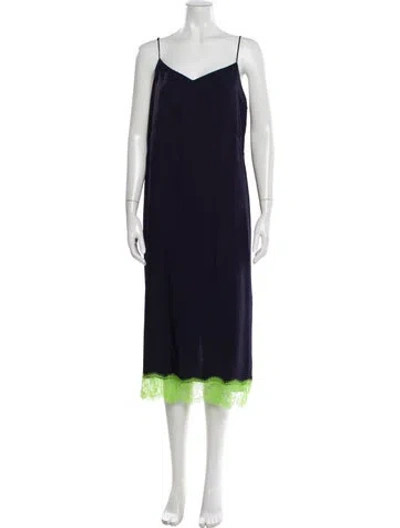 Pre-owned Tibi V-neck Midi Length Dress In Blue