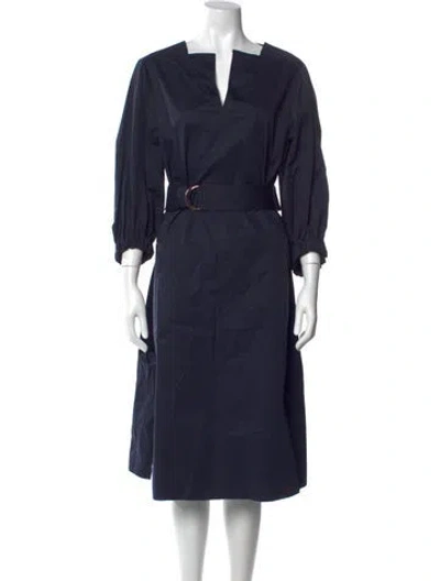 Pre-owned Tibi V-neck Midi Length Dress In Blue
