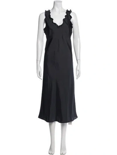 Pre-owned Tibi V-neck Midi Length Dress In Blue