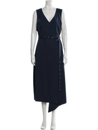 Pre-owned Tibi V-neck Midi Length Dress In Blue