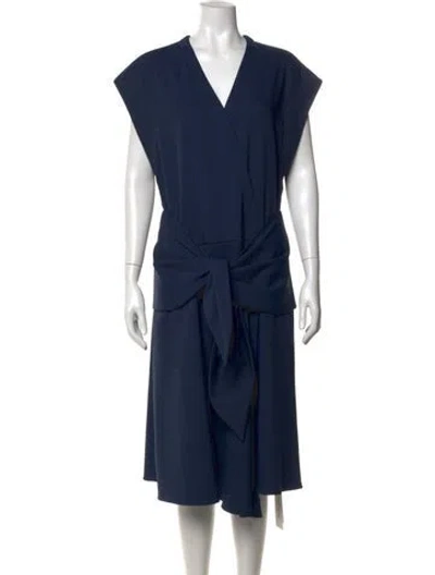 Pre-owned Tibi V-neck Midi Length Dress In Blue