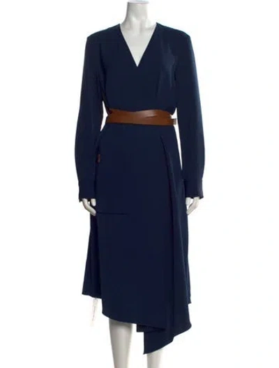 Pre-owned Tibi V-neck Midi Length Dress In Blue
