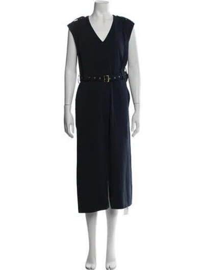 Pre-owned Tibi V-neck Midi Length Dress In Blue