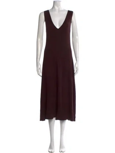 Pre-owned Tibi V-neck Midi Length Dress In Brown