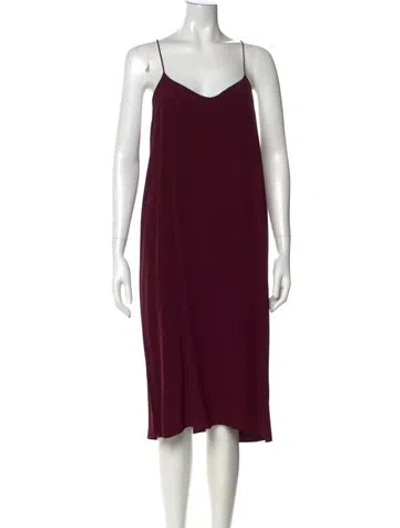 Pre-owned Tibi V-neck Midi Length Dress In Burgundy