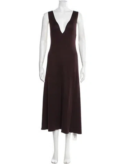 Pre-owned Tibi V-neck Midi Length Dress In Burgundy