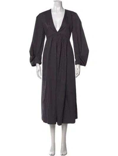 Pre-owned Tibi V-neck Midi Length Dress In Gray