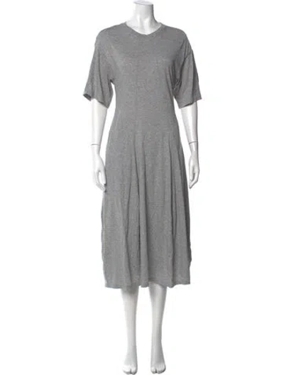 Pre-owned Tibi V-neck Midi Length Dress In Grey
