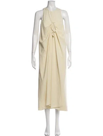 Pre-owned Tibi V-neck Midi Length Dress In Neutrals
