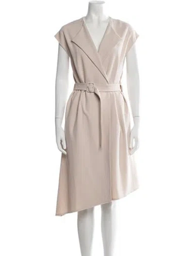 Pre-owned Tibi V-neck Midi Length Dress In Neutrals