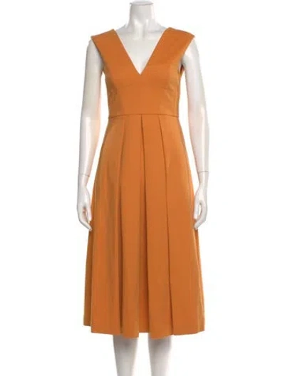 Pre-owned Tibi V-neck Midi Length Dress In Orange