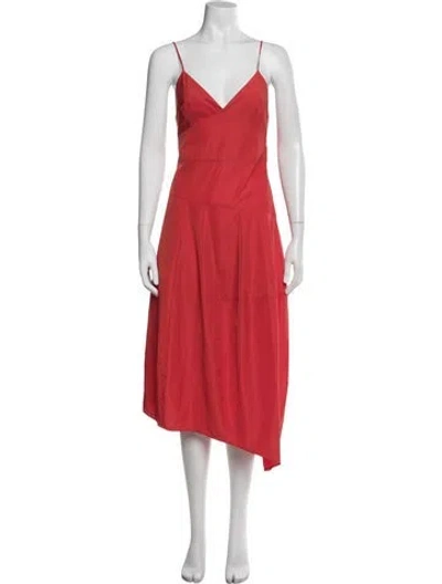 Pre-owned Tibi V-neck Midi Length Dress In Orange