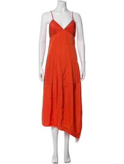 Pre-owned Tibi V-neck Midi Length Dress In Orange