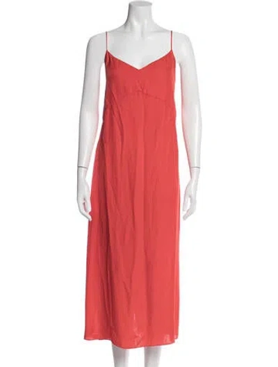 Pre-owned Tibi V-neck Midi Length Dress In Orange