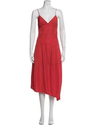 Pre-owned Tibi V-neck Midi Length Dress In Orange