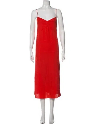 Pre-owned Tibi V-neck Midi Length Dress In Orange