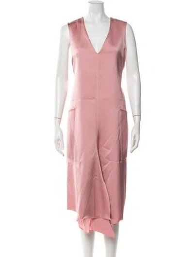Pre-owned Tibi V-neck Midi Length Dress In Pink