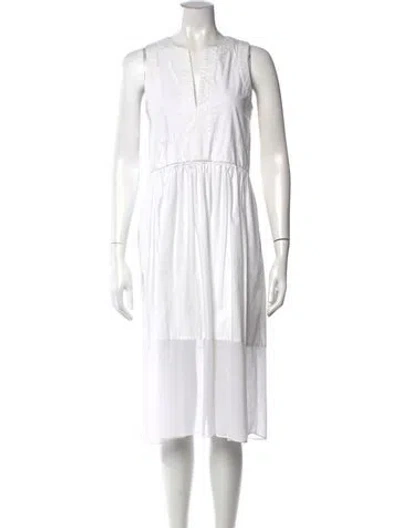 Pre-owned Tibi V-neck Midi Length Dress In White