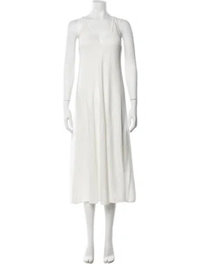 Pre-owned Tibi V-neck Midi Length Dress In White
