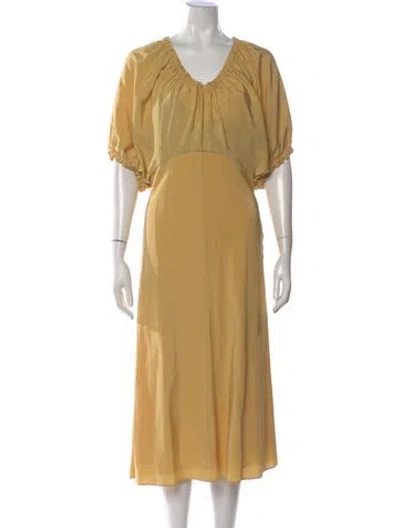 Pre-owned Tibi V-neck Midi Length Dress In Yellow