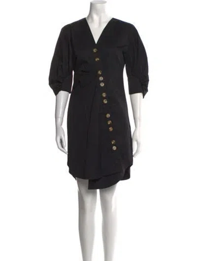 Pre-owned Tibi V-neck Mini Dress In Black