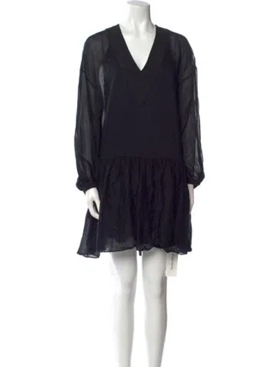 Pre-owned Tibi V-neck Mini Dress In Black