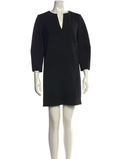 Pre-owned Tibi V-neck Mini Dress In Black