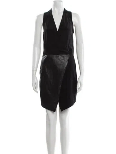 Pre-owned Tibi V-neck Mini Dress In Black