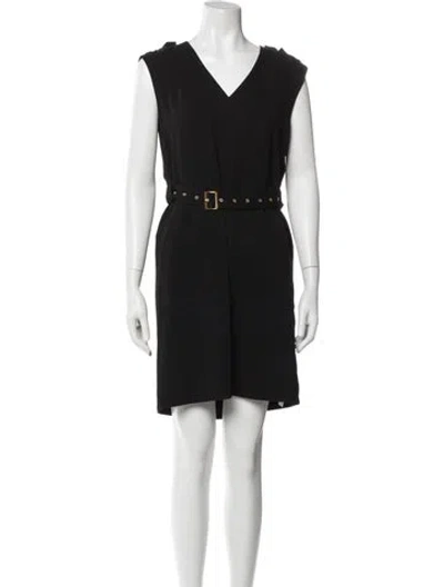 Pre-owned Tibi V-neck Mini Dress In Black