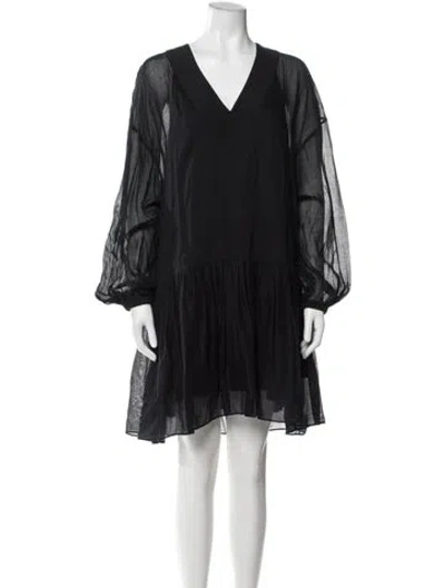 Pre-owned Tibi V-neck Mini Dress In Black