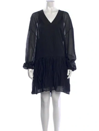 Pre-owned Tibi V-neck Mini Dress In Black