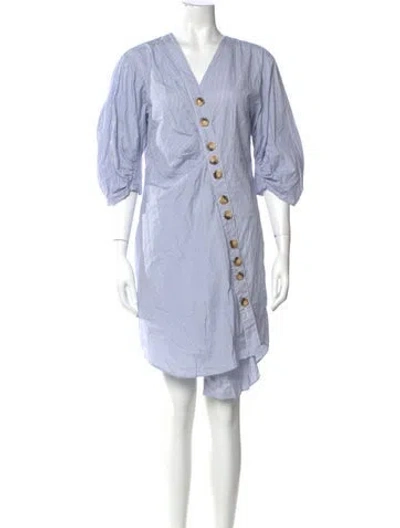 Pre-owned Tibi V-neck Mini Dress In Blue