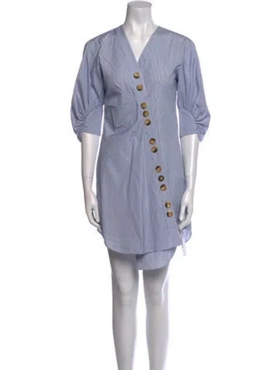 Pre-owned Tibi V-neck Mini Dress In Blue