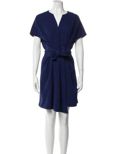 Pre-owned Tibi V-neck Mini Dress In Blue