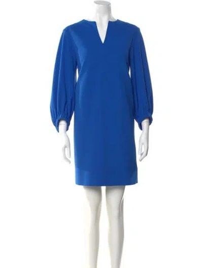 Pre-owned Tibi V-neck Mini Dress In Blue