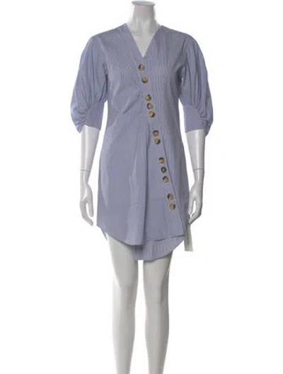 Pre-owned Tibi V-neck Mini Dress In Blue