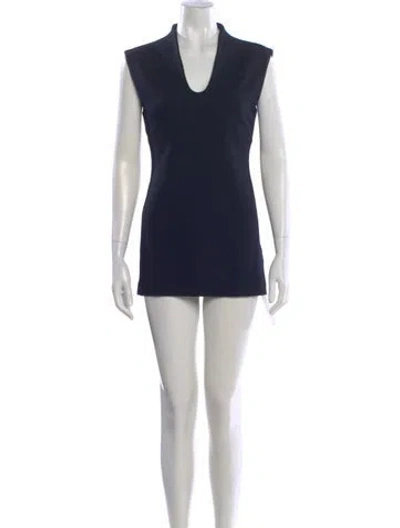 Pre-owned Tibi V-neck Mini Dress In Blue