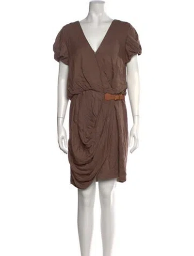 Pre-owned Tibi V-neck Mini Dress In Brown
