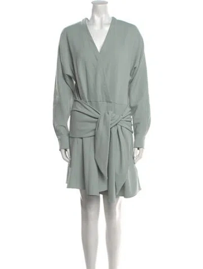 Pre-owned Tibi V-neck Mini Dress In Green