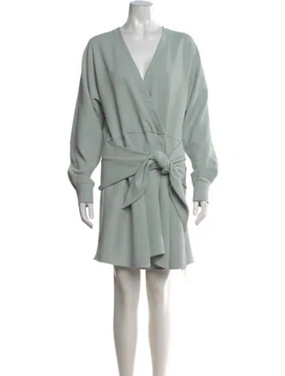 Pre-owned Tibi V-neck Mini Dress In Green