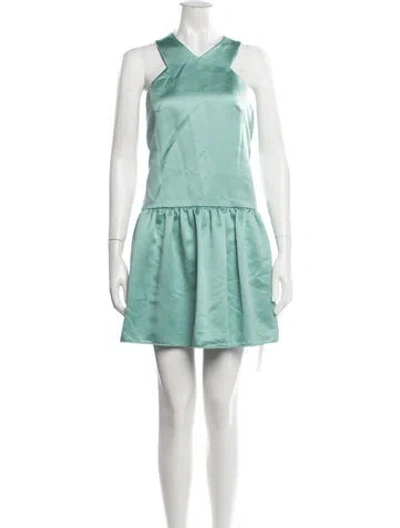 Pre-owned Tibi V-neck Mini Dress In Green