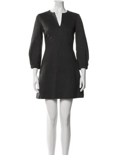 Pre-owned Tibi V-neck Mini Dress In Grey