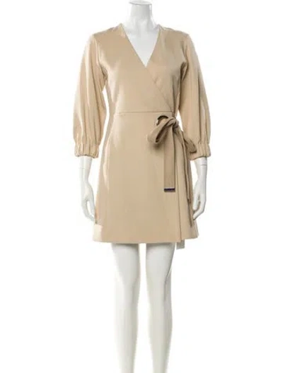 Pre-owned Tibi V-neck Mini Dress In Neutral
