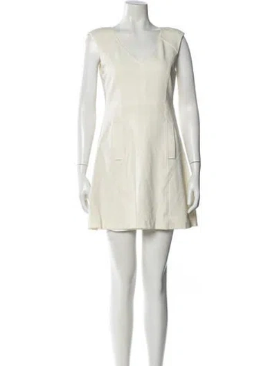 Pre-owned Tibi V-neck Mini Dress In Neutral