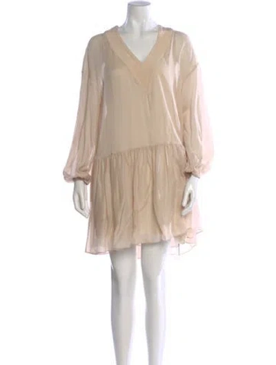 Pre-owned Tibi V-neck Mini Dress In Neutral