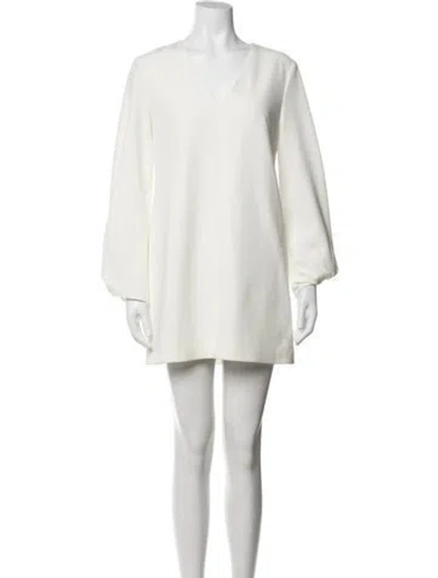 Pre-owned Tibi V-neck Mini Dress In Neutral