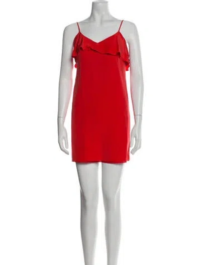 Pre-owned Tibi V-neck Mini Dress In Red