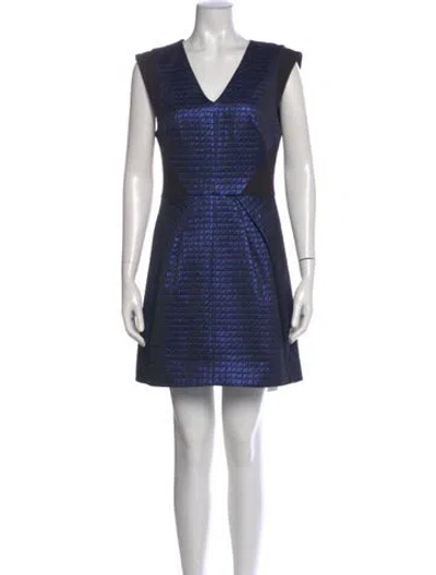 Pre-owned Tibi V-neck Mini Dress W/ Tags In Blue