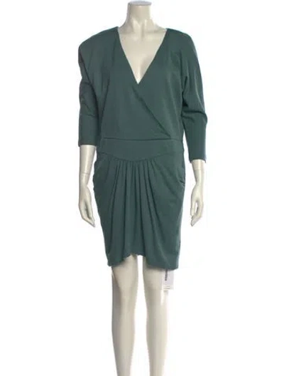 Pre-owned Tibi V-neck Mini Dress W/ Tags In Green